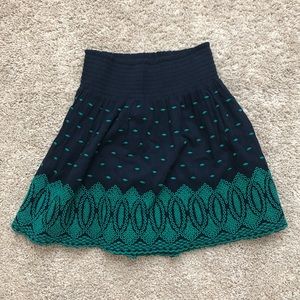 NWT j.crew embroidered gauze skirt xxs green/blue